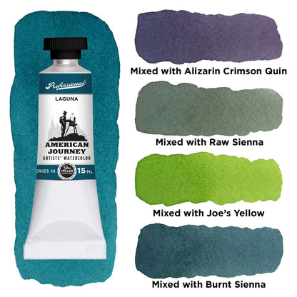 American Journey Artists' Watercolor - Laguna, 15ml, (PB15:4, PB29, PG7)
