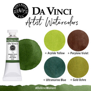 Da Vinci Artists' Watercolor - Denise's New Green, 37 ml (PB16/PR101/PY83)