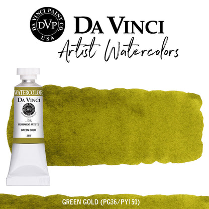 Da Vinci Artists' Watercolor - Green Gold, 15 ml (PG36/PY150)